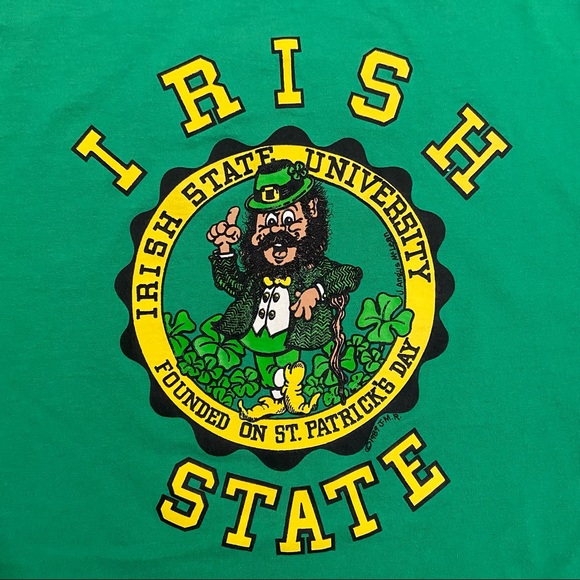 Vintage Irish State University St. Patrick’s Day Single Stitched T-Shirt Men’s L - Picture 3 of 7